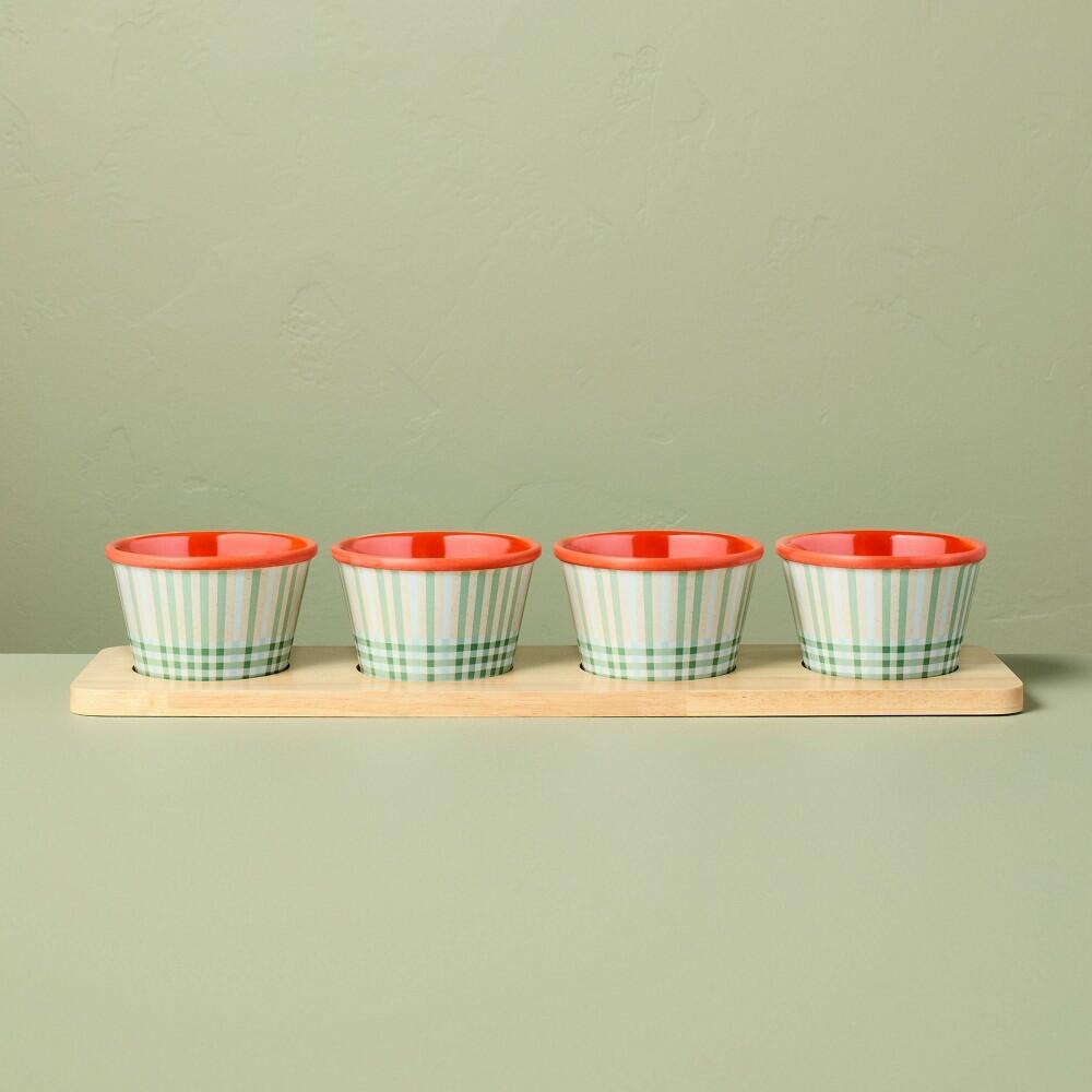 4pk Summer Plaid Melamine Mini Bowl Serving Set - Hearth & Hand™ with Magnolia
