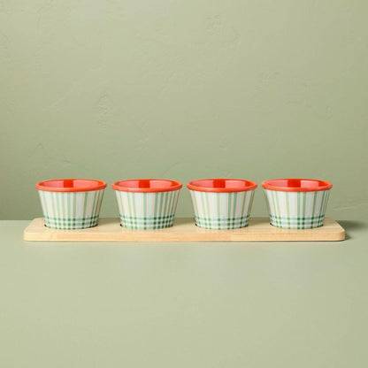4pk Summer Plaid Melamine Mini Bowl Serving Set - Hearth & Hand™ with Magnolia