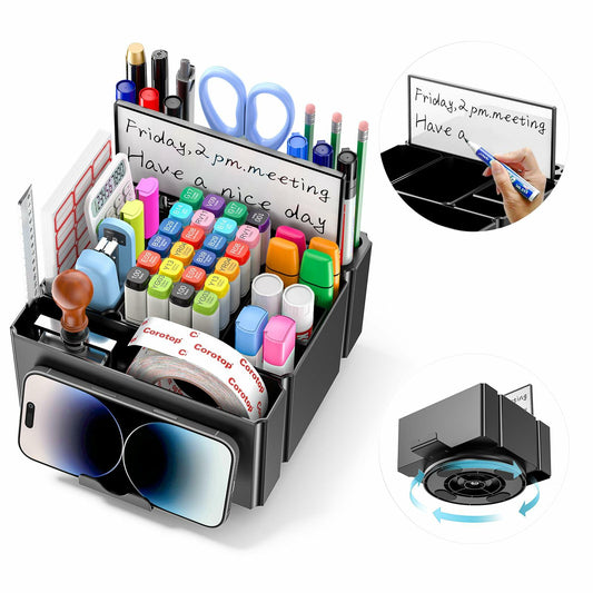 KDD Pencil Holder for Desk - Rotating Organizer Set