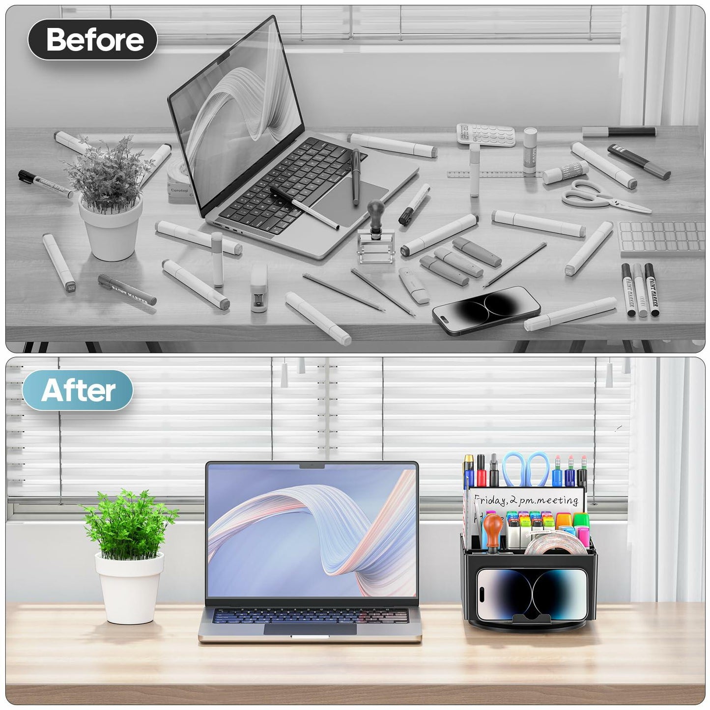 KDD Pencil Holder for Desk - Rotating Organizer Set