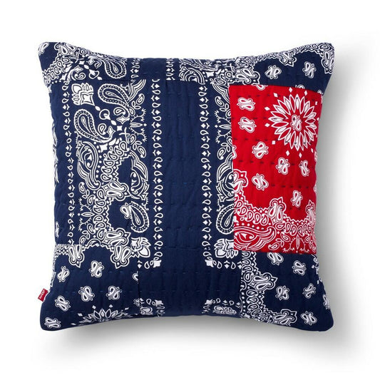 18"x18" Patchwork Bandana Print Throw Pillow Blue