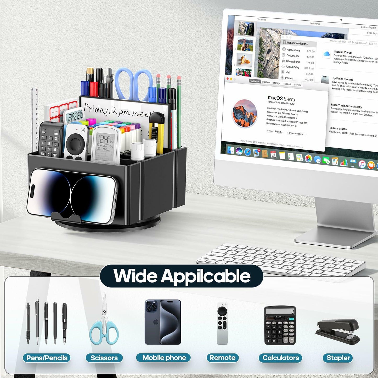 KDD Pencil Holder for Desk - Rotating Organizer Set