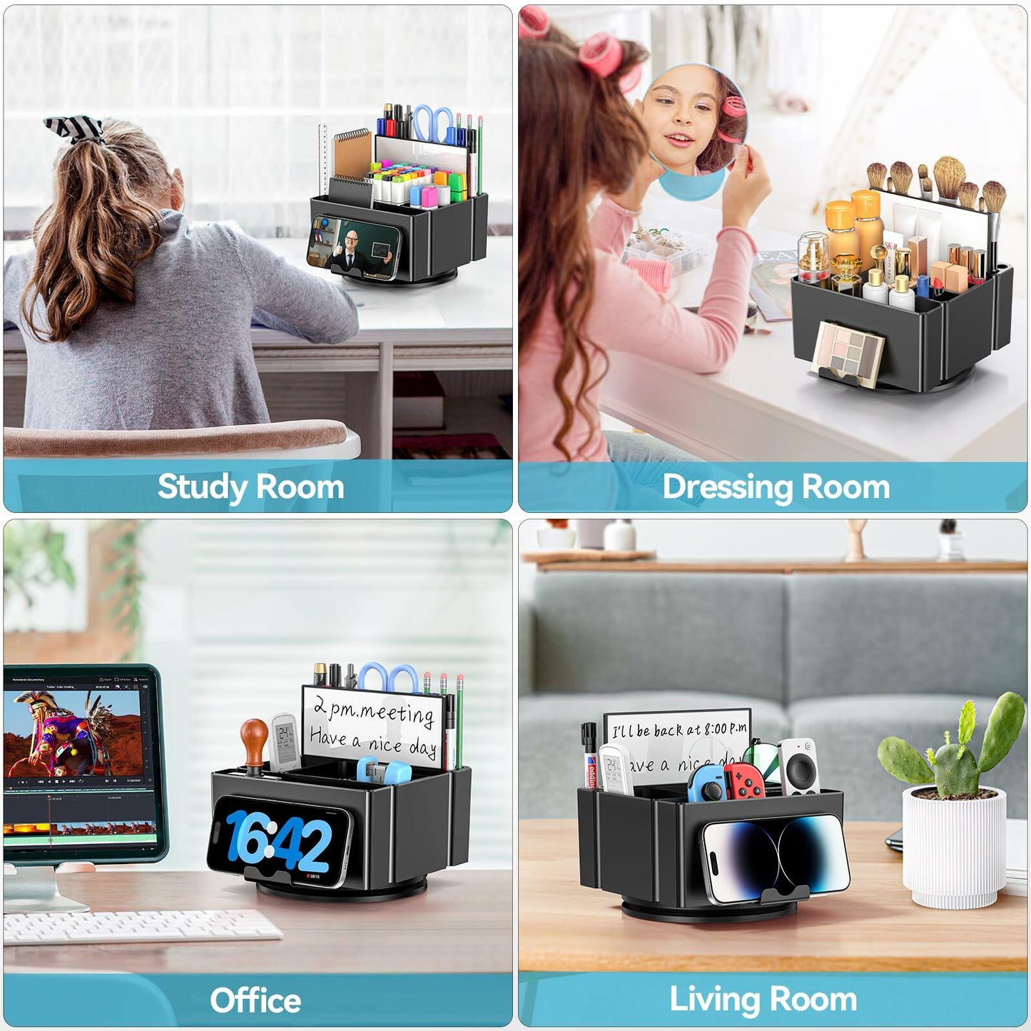 KDD Pencil Holder for Desk - Rotating Organizer Set