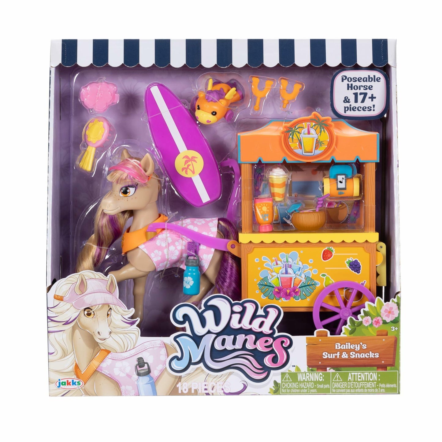 Wild Manes Horse Toys – Bailey’s Surf & Snacks Playset