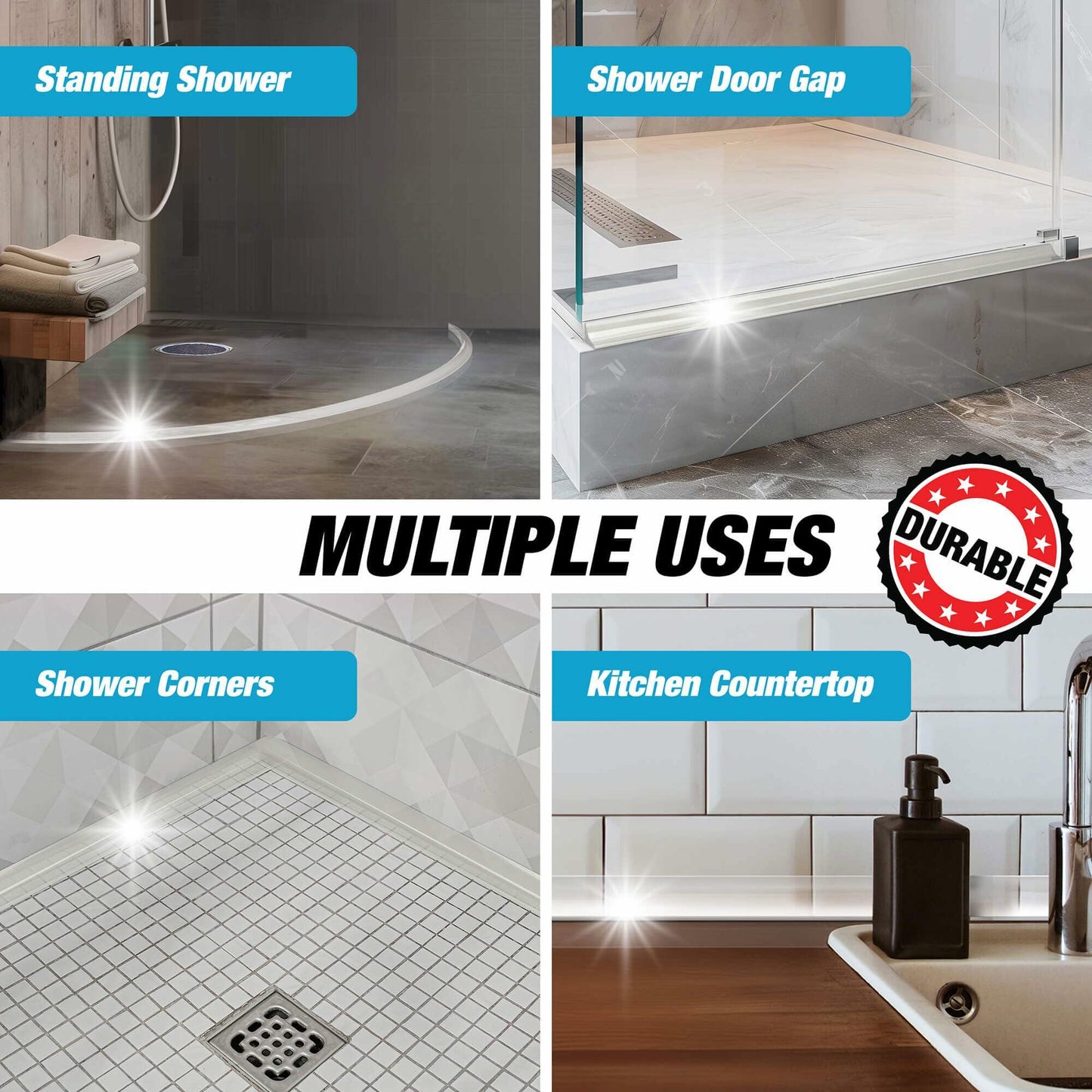 Shower Threshold Water Dam Barrier 65" - Transparent