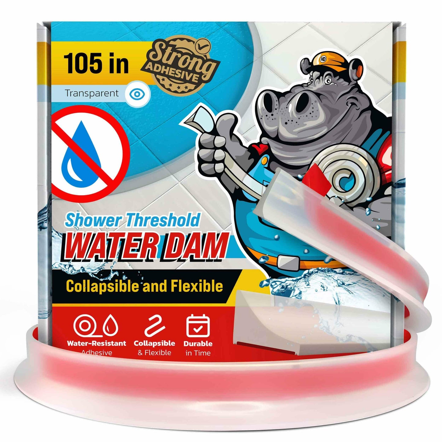 Shower Threshold Water Dam Barrier 65" - Transparent