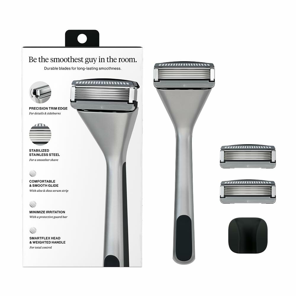House of Atlas Premium Razor for Men, Handle + 2 Razor Blade Refills + Magnetic Shower Hook