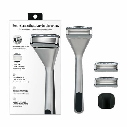 House of Atlas Premium Razor for Men, Handle + 2 Razor Blade Refills + Magnetic Shower Hook