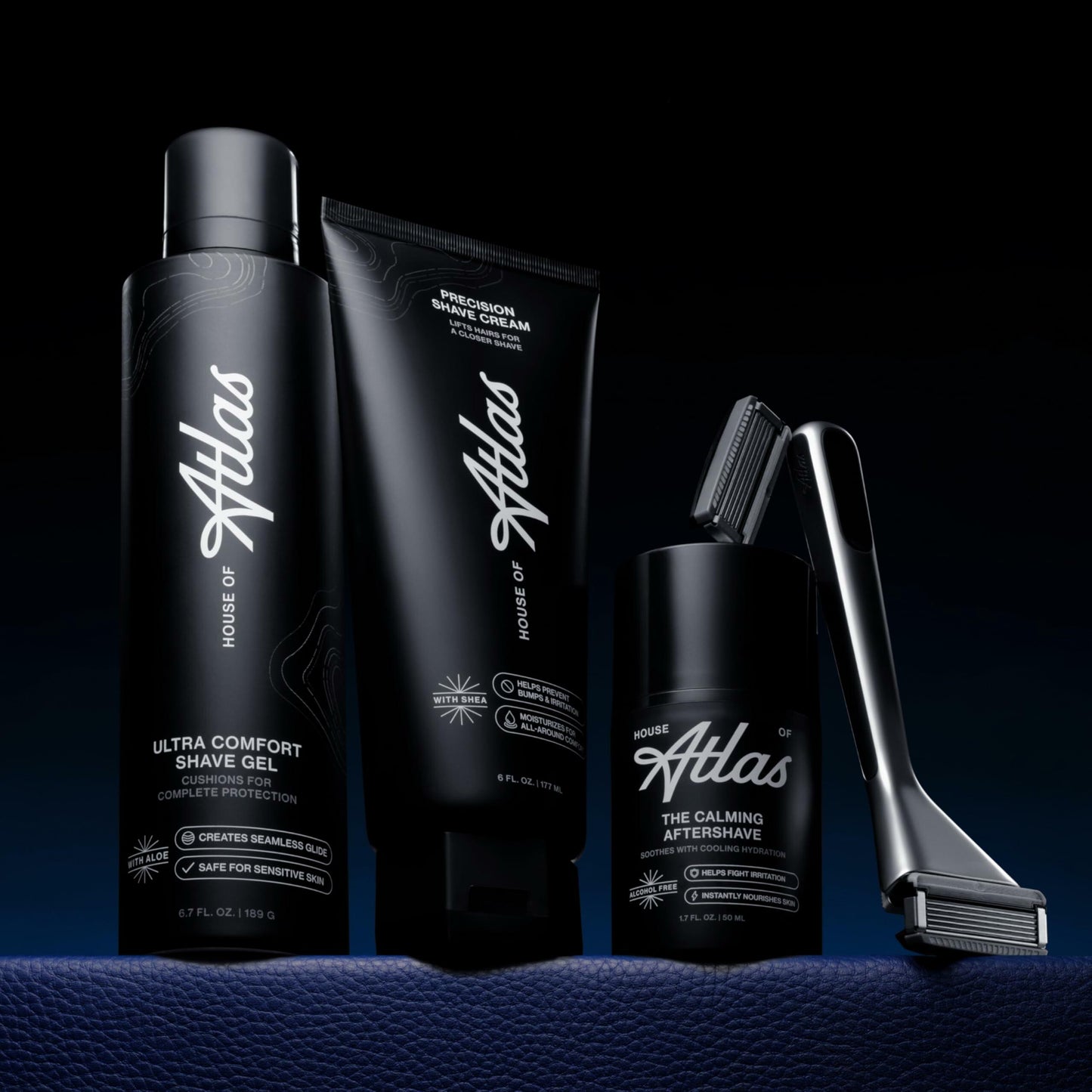 House of Atlas Premium Razor for Men, Handle + 2 Razor Blade Refills + Magnetic Shower Hook