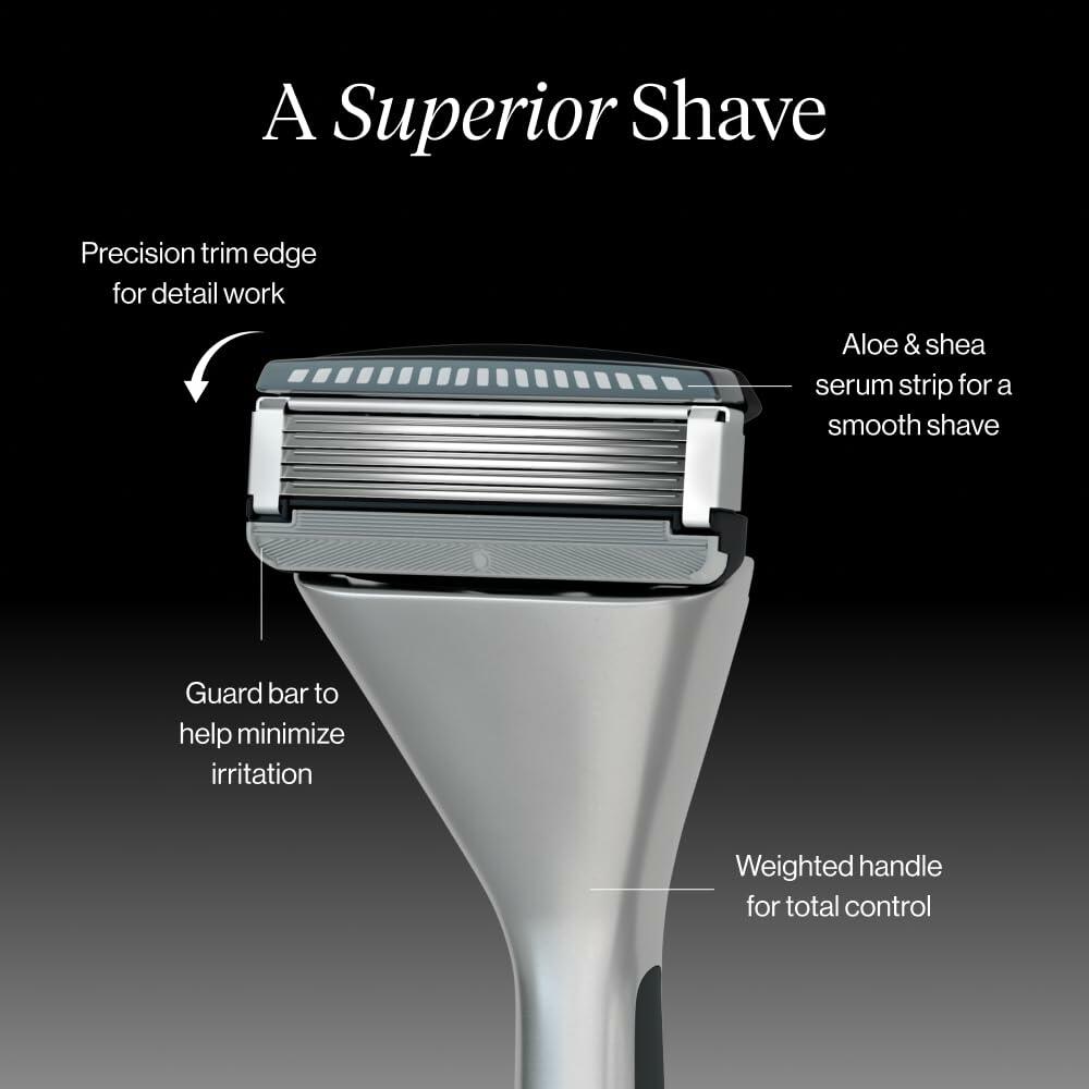 House of Atlas Premium Razor for Men, Handle + 2 Razor Blade Refills + Magnetic Shower Hook