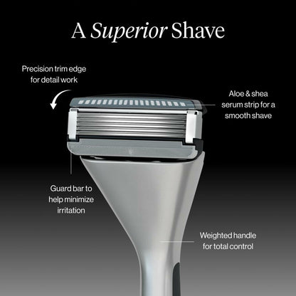 House of Atlas Premium Razor for Men, Handle + 2 Razor Blade Refills + Magnetic Shower Hook