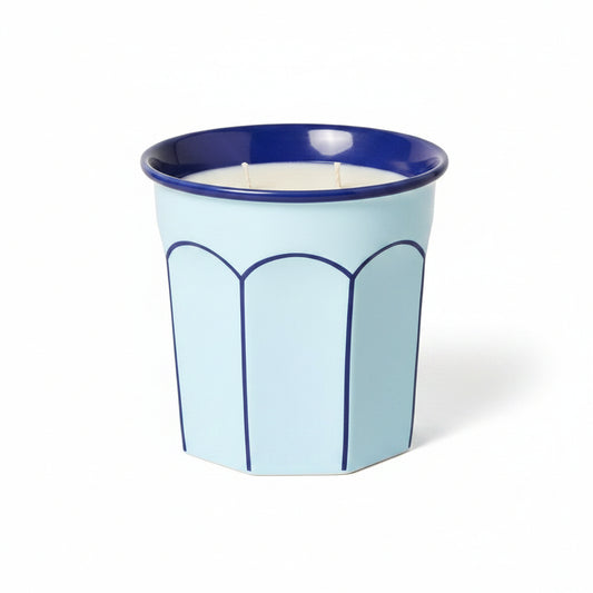 Arch Embossed Ceramic Sun and Citron Jar Candle Blue 12oz