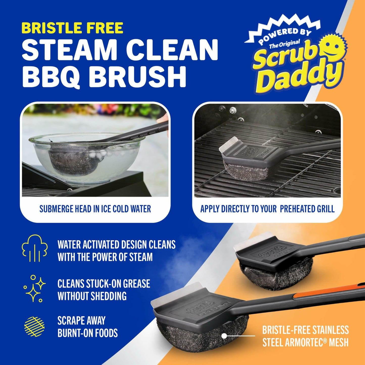 Mr. Bar-B-Q Steam Clean BBQ Brush Powered by Scrub Daddy