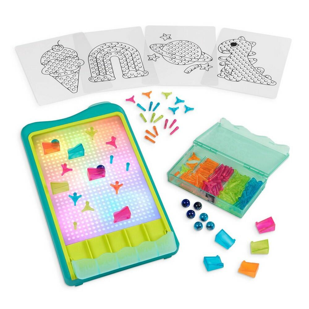 B. toys Light-Up Marble Drop - Marble Run & Peg Art Playset: 180 Parts