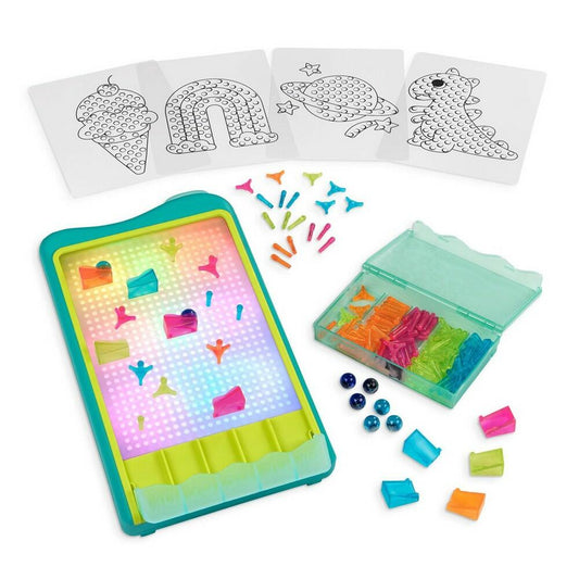 B. toys Light-Up Marble Drop - Marble Run & Peg Art Playset: 180 Parts