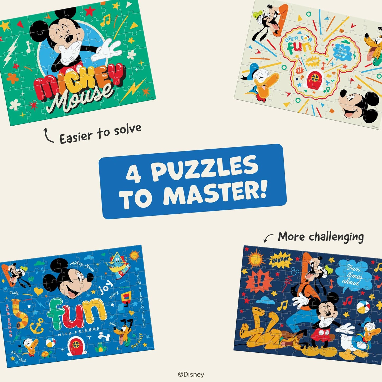 Disney Mickey Mouse & Friends - 4 Jigsaw Puzzles