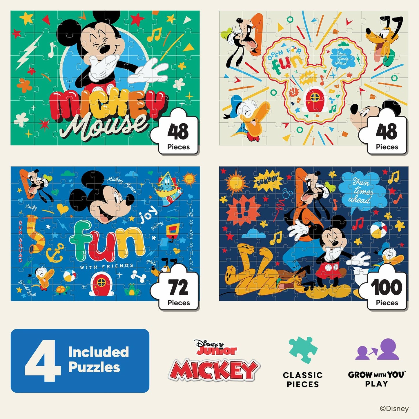 Disney Mickey Mouse & Friends - 4 Jigsaw Puzzles