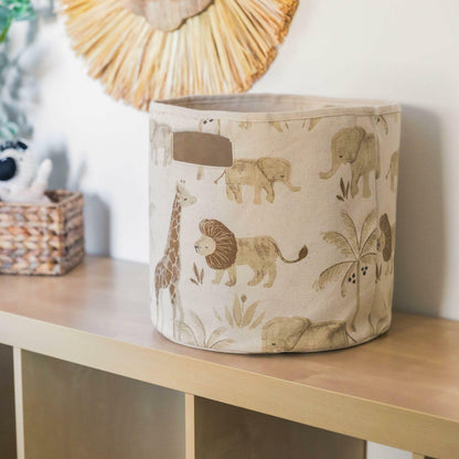 Crane Baby Fabric Round Nursery Storage Basket