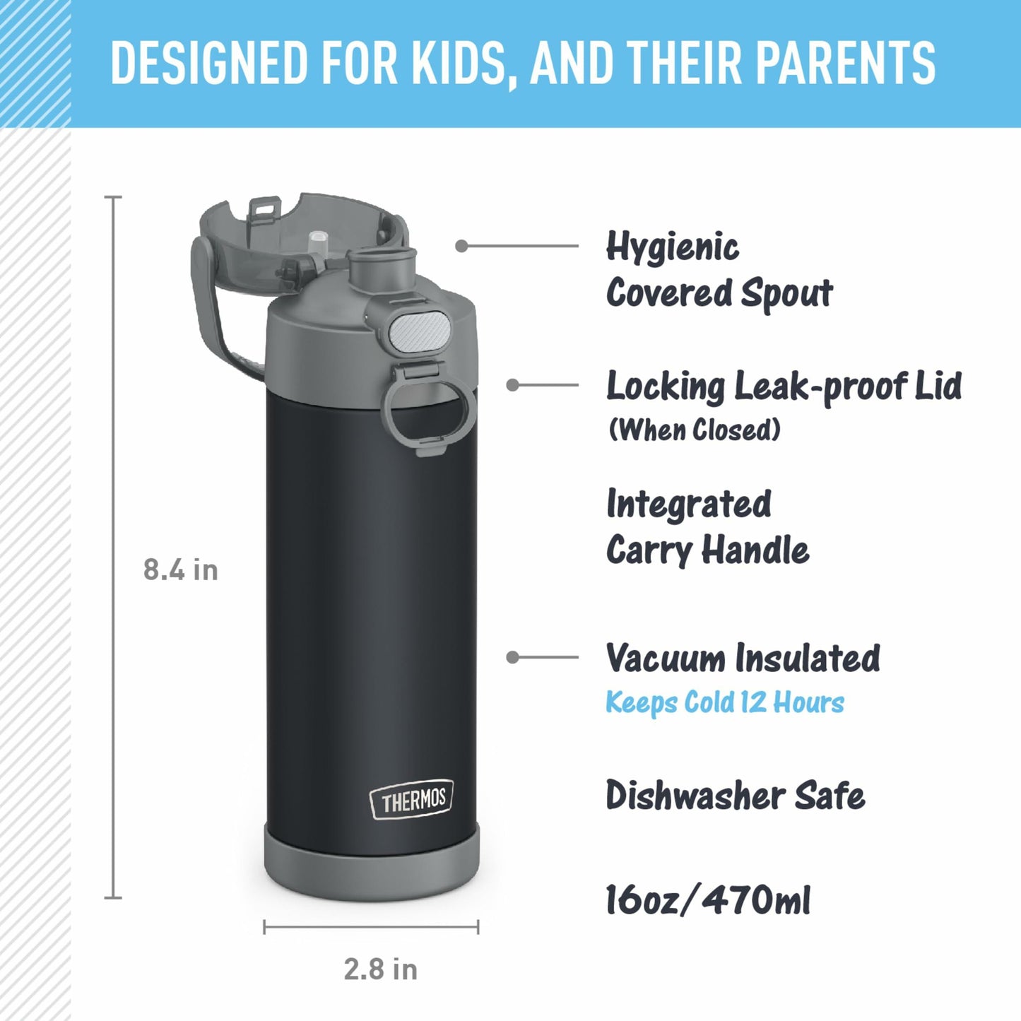 THERMOS FUNTAINER Stainless Steel Bottle 16oz