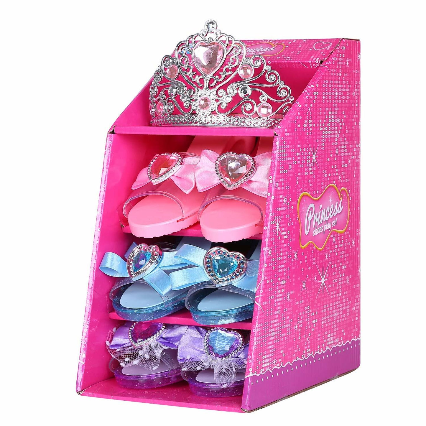 Mastom Girls Play Set! Princess Dress Up Shoes and Tiara (Color Chosen At Random)