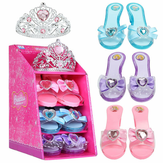 Mastom Girls Play Set! Princess Dress Up Shoes and Tiara (Color Chosen At Random)
