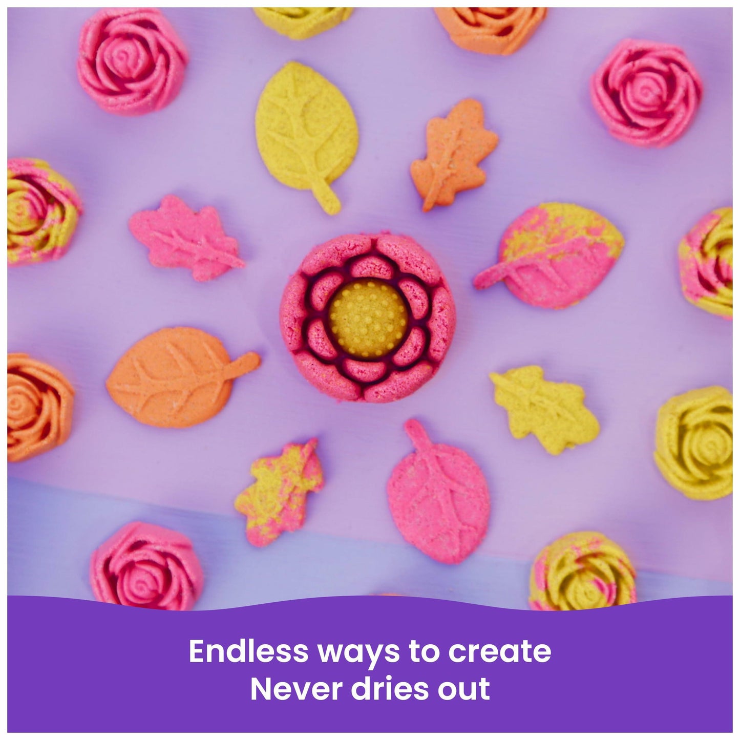 Kinetic Sand, SquishBlossom Blooming Flower with 8oz Neon Yellow & Pink Play Sand