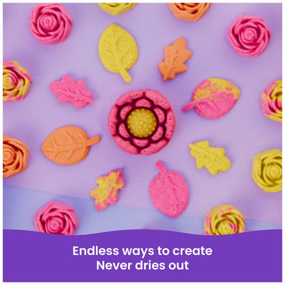 Kinetic Sand, SquishBlossom Blooming Flower with 8oz Neon Yellow & Pink Play Sand