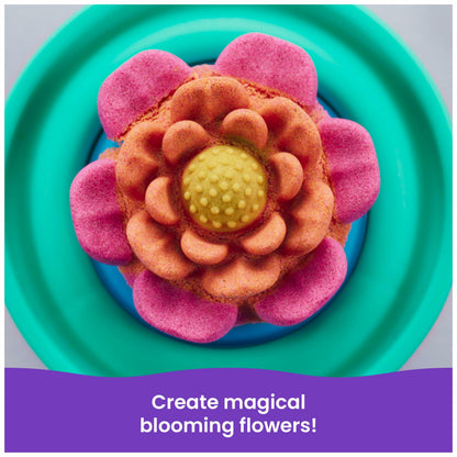 Kinetic Sand, SquishBlossom Blooming Flower with 8oz Neon Yellow & Pink Play Sand