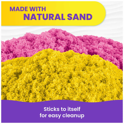 Kinetic Sand, SquishBlossom Blooming Flower with 8oz Neon Yellow & Pink Play Sand