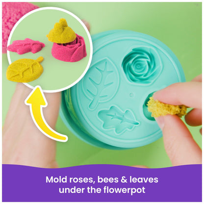 Kinetic Sand, SquishBlossom Blooming Flower with 8oz Neon Yellow & Pink Play Sand