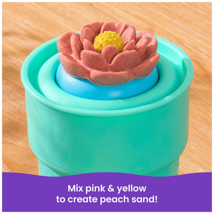 Kinetic Sand, SquishBlossom Blooming Flower with 8oz Neon Yellow & Pink Play Sand