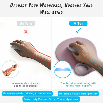 Ergonomic Mouse Pad with Wrist Rest Support&Gel Cushion for Desk