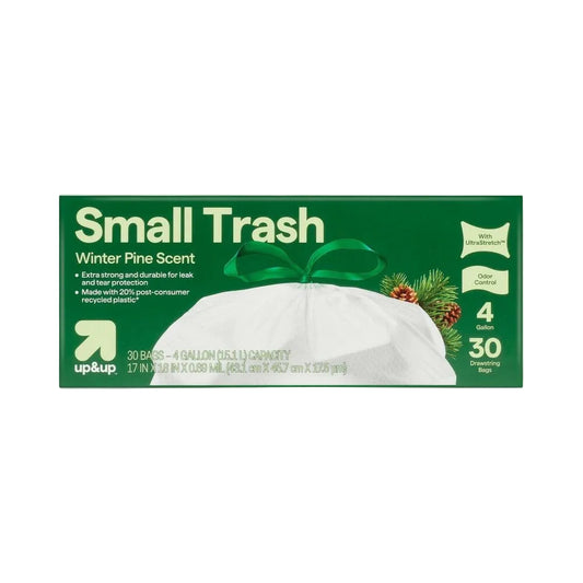 Holiday Drawstring Trash Bags - Winter Pine Scent - 4 Gallon - 30ct