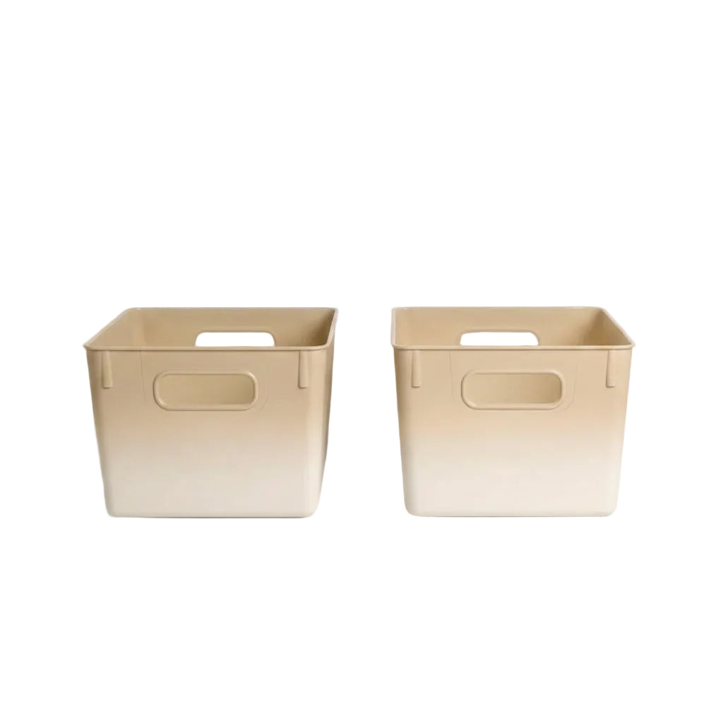 Isaac Jacobs 2pk 7"x8.11" Decorative Storage Ombre Bin Tan