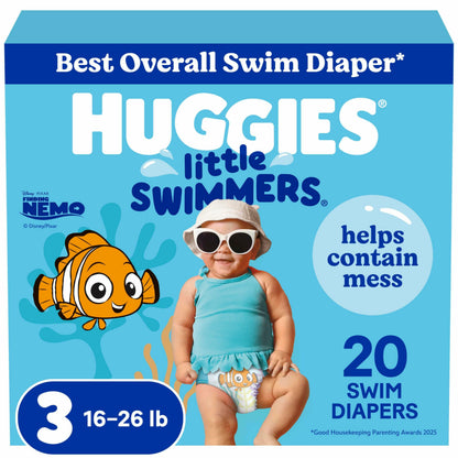 Huggies Little Swimmers Disposable Swim Diapers, Size 3 (16-26 lbs), 20 Ct