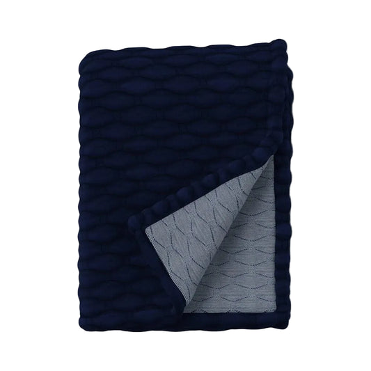 Triple Knit Throw Blanket Heathered Navy Blue - Room Essentials™