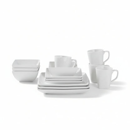 16pc Porcelain Square Rim Dinnerware Set - *Damaged Box*