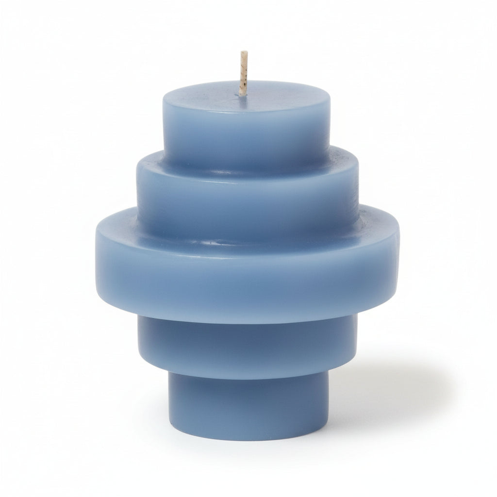 3.75" Disc Shaped Pillar Quilt Blue Candle - Room Essentials™