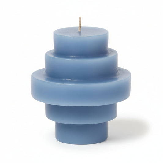 3.75" Disc Shaped Pillar Quilt Blue Candle - Room Essentials™