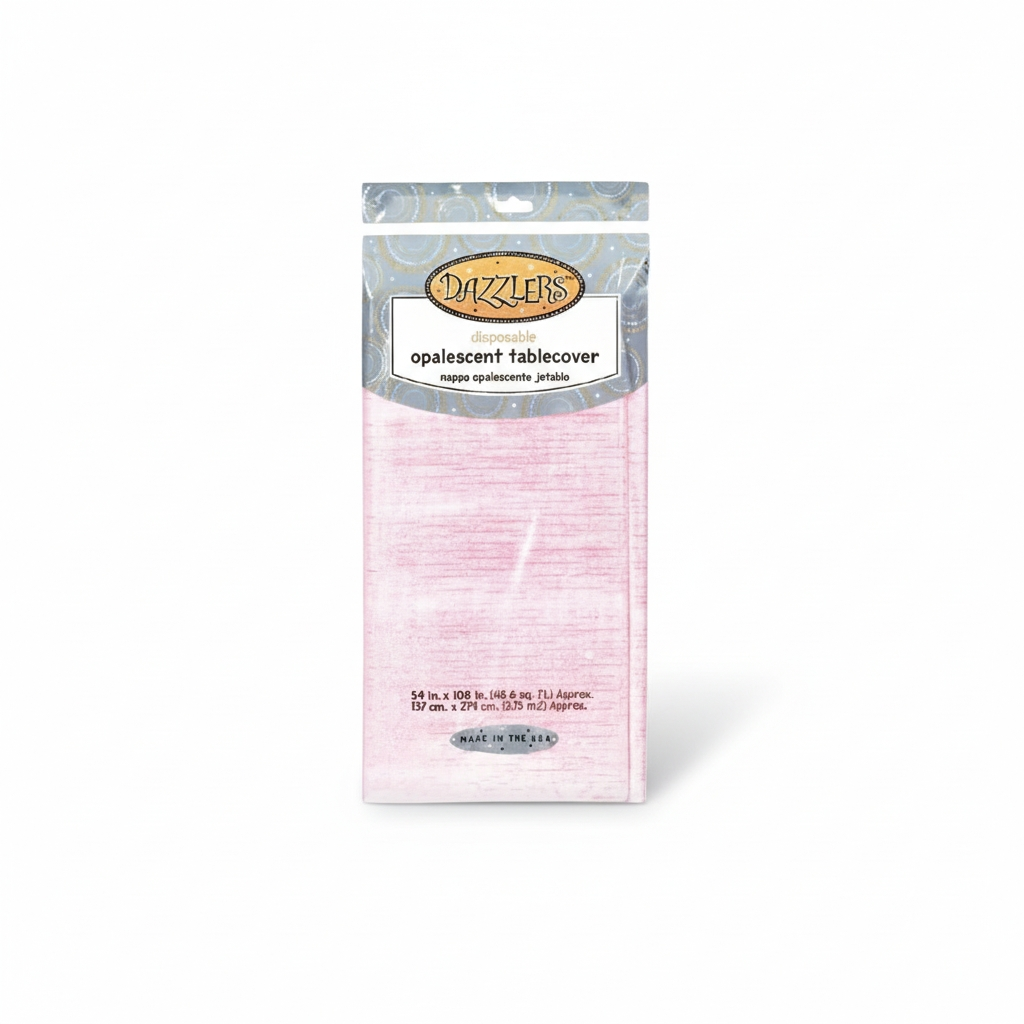 Dazzler Rectangular Pink Opalescent Disposable Tablecover - 54 x 102 (1 Pc.) - Premium Easy Clean-Up Plastic Tablecloth - Perfect for Parties & Events