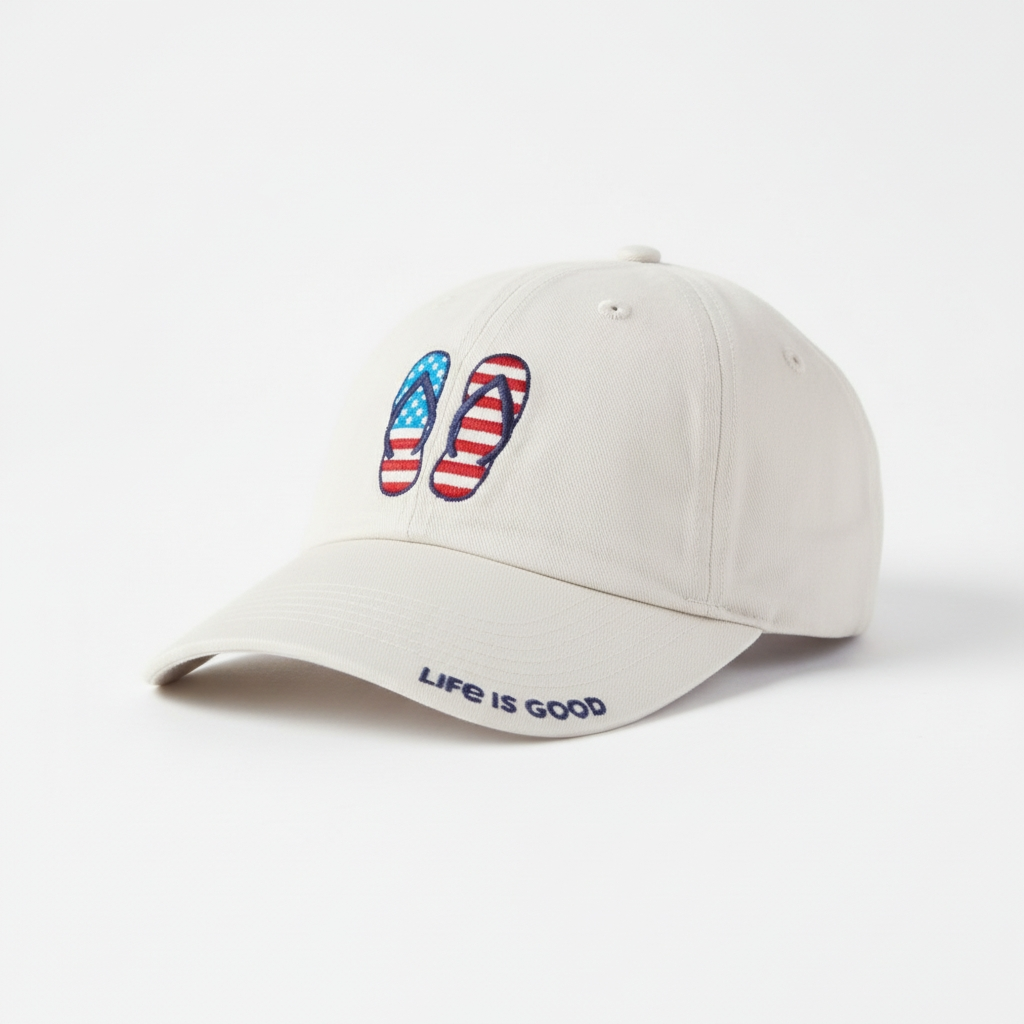 Life Is Good Americana Flip Flops Chill Cap in Bone