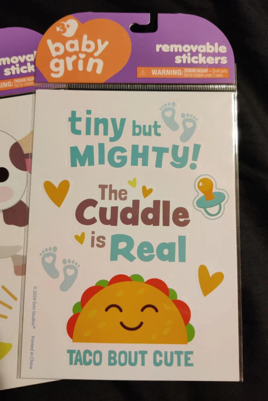 Baby Grin Removable Stickers (Design Chosen At Random)