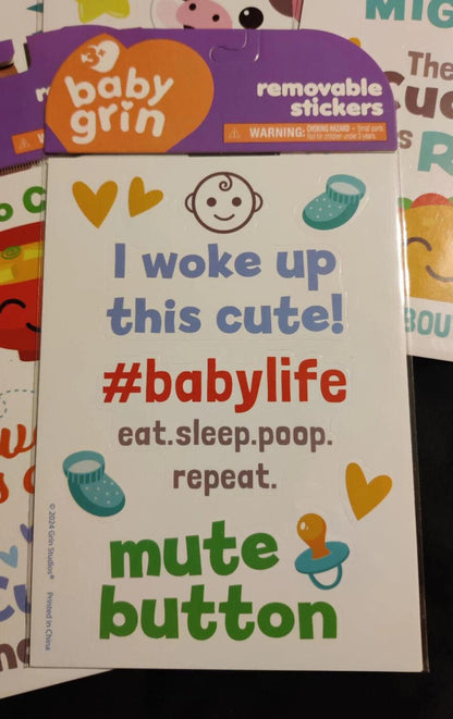 Baby Grin Removable Stickers (Design Chosen At Random)