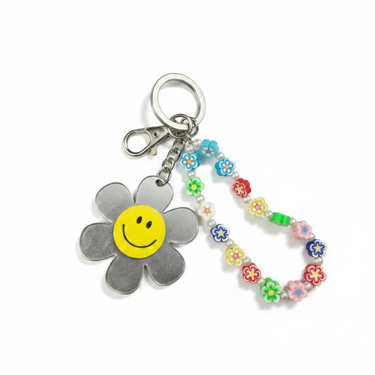 Smiley Flower Beaded Keychain