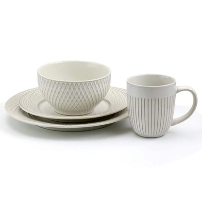 Market Finds 16-Piece Contemporary White Stoneware Dinnerware Set (Service for 4)