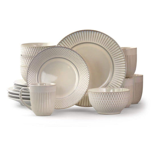 Market Finds 16-Piece Contemporary White Stoneware Dinnerware Set (Service for 4)