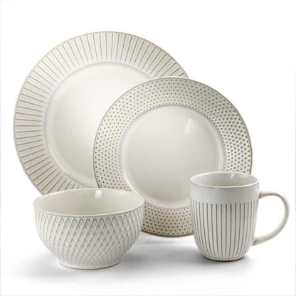Market Finds 16-Piece Contemporary White Stoneware Dinnerware Set (Service for 4)