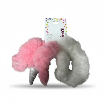 CLAIRE'S Pink and White Unicorn Hair Scrunchie | Soft, Cute No Damage Scrunchies, Hair Accessories - 2 Pieces